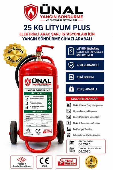25 kg Elektrikli Araç Lityum Yangın Söndürücü KKT Yangın Tüpü ürün görseli 1