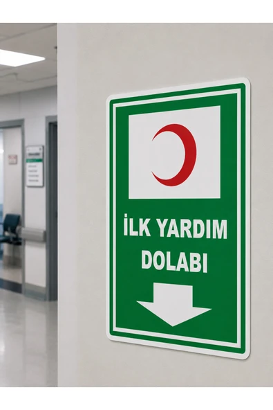 İlk Yardım Dolabı İkaz Levhası 25x35 cm Uyarı Tabelası Dekota PVC UV Baskı Kolay Montaj ürün görseli 1