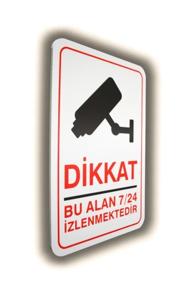 Kamera ile İzlenmektedir Uyarı Levhası 25x35 cm PVC İkaz Tabelası Apartman Site ürün görseli 1
