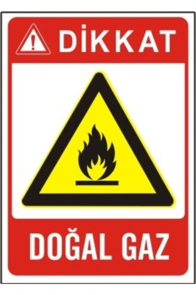 Dikkat Dogalgaz Uyarı Levha İkaz Tabela 25x35 cm 3mm Dekota Kolay Montaj Kapı Duvar ürün görseli 1