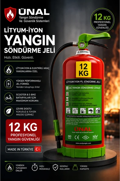 12 kg Elektrikli Araç Lityum Yangın Söndürücü KKT Yangın Tüpü Araç Garaj ürün görseli 1