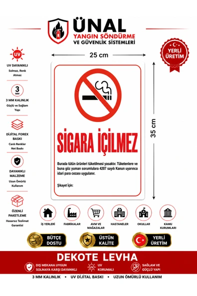 Sigara Içilemez Uyarı Levhası PVC İkaz Tabelası Kapı Duvar ürün görseli 1