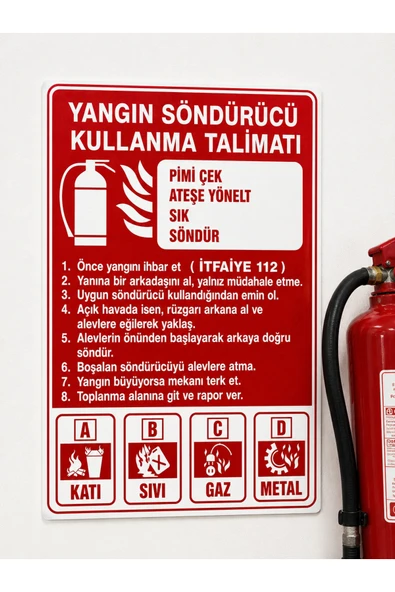 Yangın Söndürücü 25x35 cm PVC Uyarı Levhası İkaz Tabelası Kapı Duvar ürün görseli 1