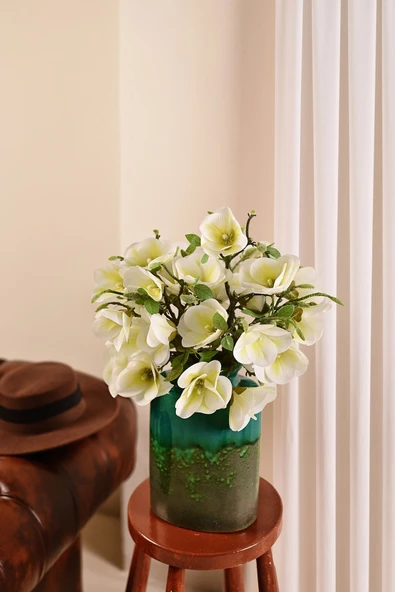 Beyaz Yapay Manolya Çiçeği 3 Dallı Premium Canlı Islak Dokulu 52 cm ürün görseli 1