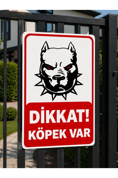 Dikkat Köpek Var Uyarı Levhası 25x35 cm A Kalite PVC UV Baskı Kolay Montaj İkaz Tabelası ürün görseli 1