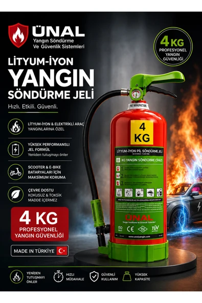 4 kg Elektrikli Araç Lityum Yangın Söndürücü KKT Yangın Tüpü Araç Garaj ürün görseli 1