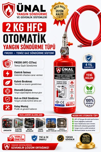 2 kg HFC FM200 Otomatik Yangın Söndürme Tüpü Elektrik Panosu, Makine ve Motor Bölmeleri ürün görseli 1