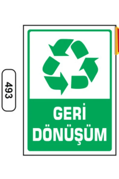 Geri Dönüşüm Uyarı İkaz Levhası 25x35 cm Dekota Levha Kolay Montaj İkaz Tabelası Kapı Duvar ürün görseli 1