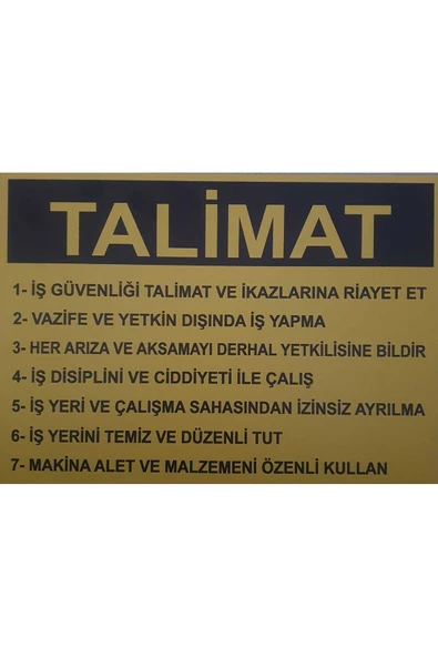 İş Yeri Güvenlik Talimat Uyarı Levhası Kolay Montaj İş Yeri Apartman Uyumlu ürün görseli 1