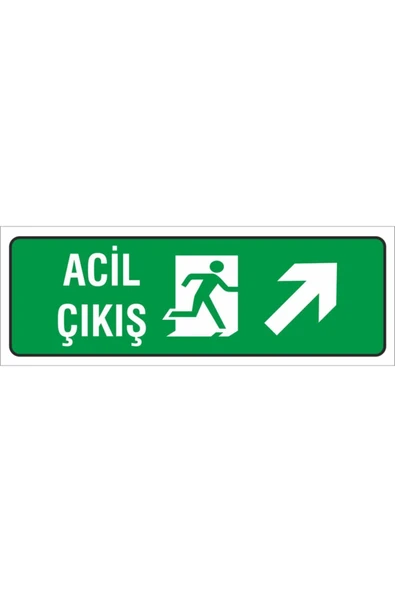 İş Güvenliği Uyarı Levhası (acil Çıkış Sağ Üst) 12x34 cm. (fd 1234 003 İkaz Tabelası ürün görseli 1