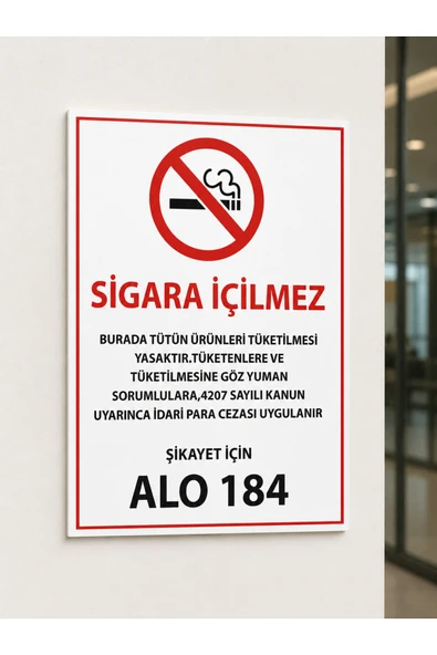 Sigara İçilmez Uyarı Levhası 25x35 cm UV Baskı Folyo Sticker Kapı Duvar ürün görseli 1