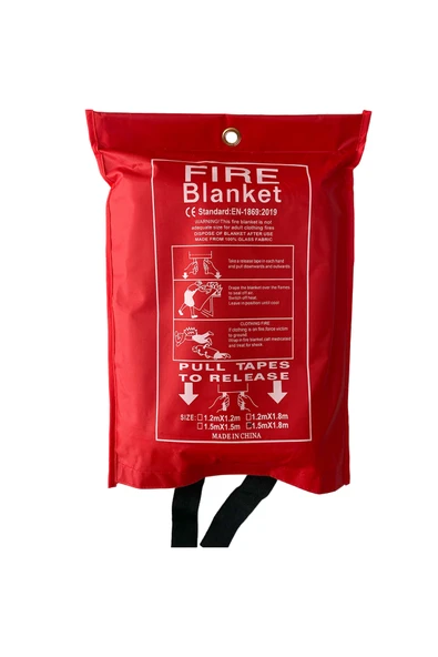 Cam Elyafı Fiberglass Yangın Battaniyesi 150x180 cm Fire Blanket Cepli Model ürün görseli 1