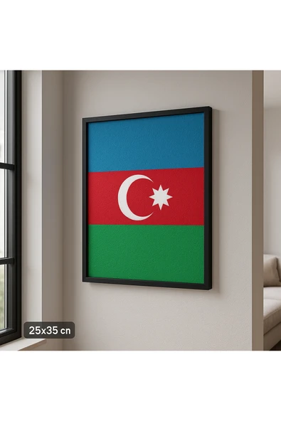 Can Azerbaycan Bayrağı 25x35 cmx Dekota Levha Kolay Montaj İkaz Tabelası Kapı Duvar ürün görseli 1