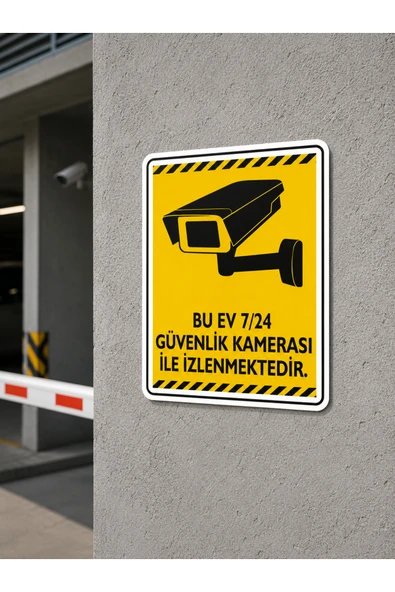 Bu Ev 7/24 Güvenlik Kamerası ile İzlenmektedir Uyarı Levhası Dekota PVC 25x35 cm ürün görseli 1