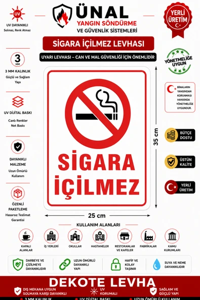Sigara İçilmez Uyarı Levhası 25x35 cm ürün görseli 1