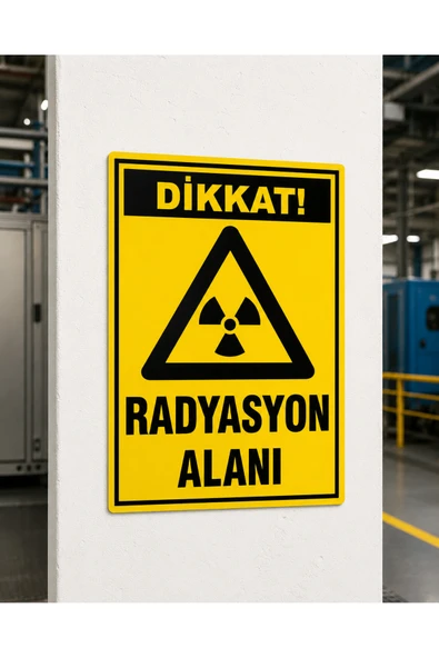 Dikkat Radyasyon Alanı Uyarı Levhası 25x35 cm Dekota PVC İkaz Tabelası Kapı Duvar ürün görseli 1