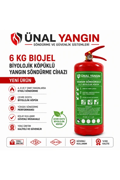 6 kg Biojel Yangın Söndürücü Biyolojik Köpüklü Çevre Dostu Yangın Tüpü Araç İçin ürün görseli 1