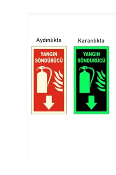 Fosforlu Yangın Tüpü Levhası 1 Adet) Kolay Montaj İş Yeri Apartman Uyumlu ürün görseli 1