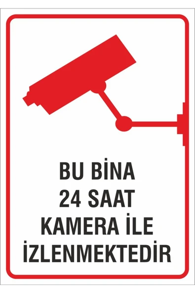 İş Güvenliği Uyarı Levhası 24x34 cm. (bu Bina 24 Saat İzlenmektedir) (ig016) PVC ürün görseli 1