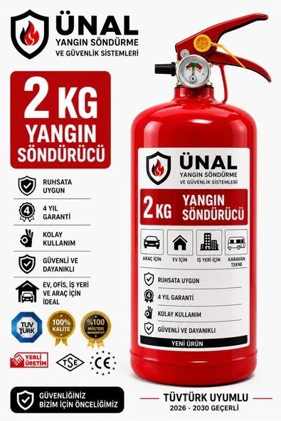 2 kg Yangın Söndürücü Tüpü Ruhsata Uygun TÜVTÜRK Uyumlu 2026-2030 TSE CE Belgeli 4 Yıl ürün görseli 1