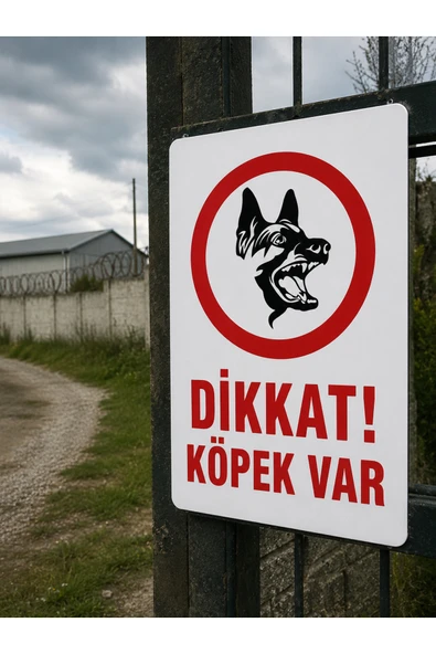 Dikkat Köpek Var Uyarı Levhası 25x35 cm Dekota PVC İkaz Tabelası Fabrika İş Yeri Bahçe Kapı ürün görseli 1