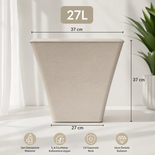 SAKSI BEGONVİL 38 CM KARE BEJ ürün görseli 1