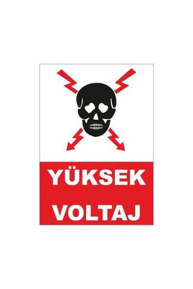 Yüksek Voltaj 19x25 cm Uyarı İkaz Levhası Kolay Montaj PVC İkaz Tabelası Kapı Duvar ürün görseli 1