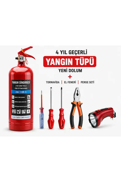 trafik seti yönetmeliğe tuvtürke uygun her araca zorunlu set pense tornavida yangın tüpü 1kg kontrol kalemi ürün görseli 1