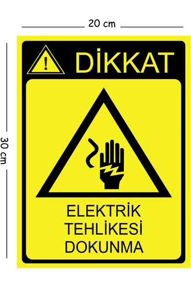 Dikkat Elektrik Tehlikesi Dokunma 25x35 cm Uyarı İş Güvenliği Levhası Dekota Kolay Montaj ürün görseli 1