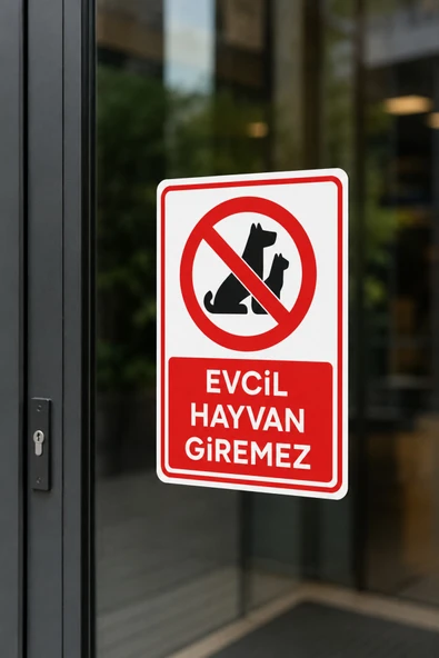 Evcil Hayvan Giremez Uyarı Levhası 25x35 cm PVC İkaz Tabelası Kapı Duvar ürün görseli 1
