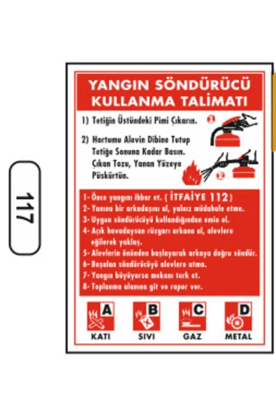 Yangın Söndürücü Kullanma Talimatı Uyarı İkaz Levhası Kolay Montaj Ofis Uyumlu ürün görseli 1