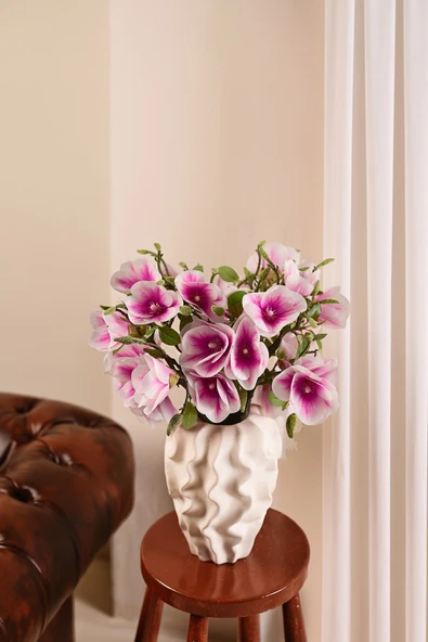 Mor Yapay Manolya Çiçeği 3 Dallı Premium Canlı Islak Dokulu 52 cm ürün görseli 1