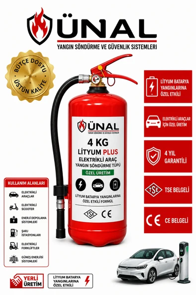 4 kg Elektrikli Araç Lityum Yangın Söndürücü KKT Yangın Tüpü Ev Ofis ürün görseli 1