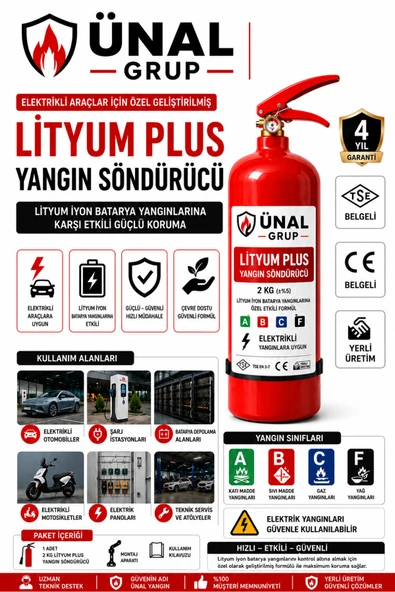 2 kg Elektrikli Araç Lityum Yangın Söndürücü KKT Yangın Tüpü İş Yeri Depo ürün görseli 1