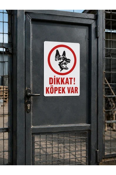 Dikkat Köpek Var Uyarı Tabelası PVC 25x35 cm UV Baskı Kolay Montaj ürün görseli 1