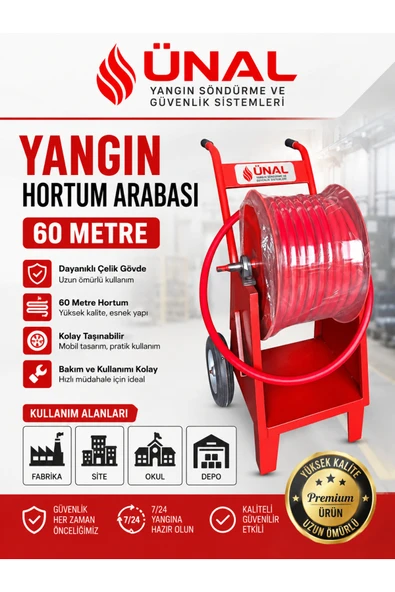 60 Metre Yangın Hortumu Arabası Mobil Yangın Hortum Makarası Çelik Gövde Fabrika Model 0180 ürün görseli 1