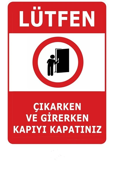 lütfen kapıyı kapatın Uyarı sticker 16x24 cm Uyarı Levhası Kolay Montaj ürün görseli 1