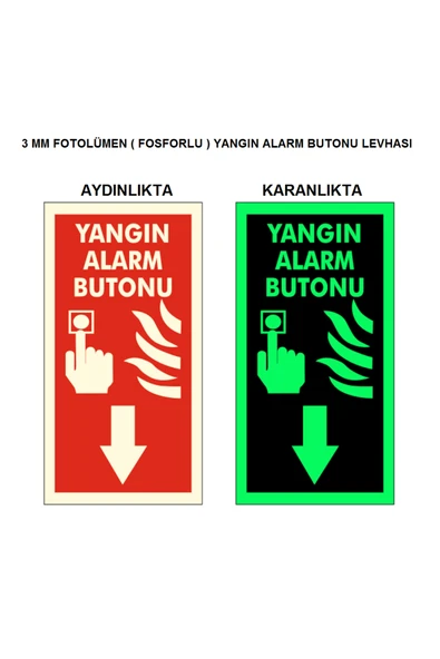 Yangın Alarm Butonu Levhası Fosforlu Kolay Montaj İş Yeri Apartman Uyumlu ürün görseli 1