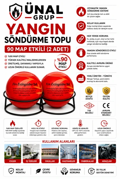 Yangın Söndürme Topu 90 Map Etkili (2 Adet) Ev İş Yeri Araç Uyumlu ürün görseli 1