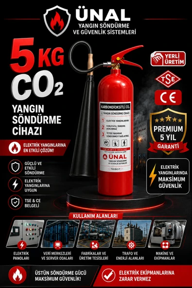 5 kg CO2 (Karbondioksitli) Yangın Söndürme Cihazı Araç İçin Ev İçin İş Yeri İçin ürün görseli 1