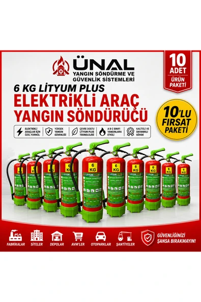 10 Adet 6 kg Elektrikli Araç Lityum Yangın Söndürücü KKT Yangın Tüpü ürün görseli 1