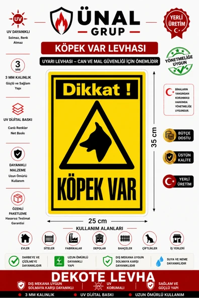 Dikkat Köpek Var Uyarı Levhası ürün görseli 1