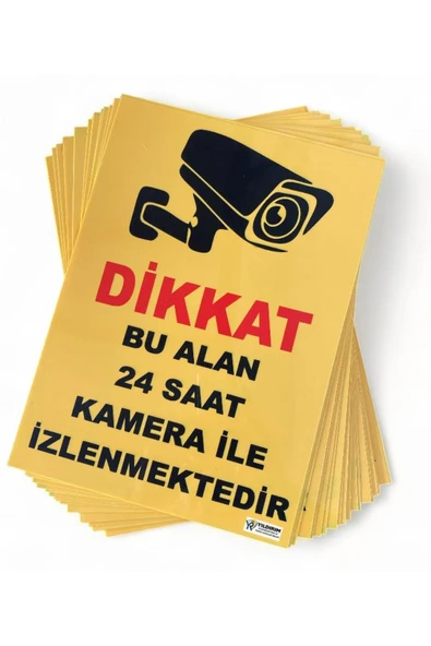 24 Saat Kamera ile İzlenmektedir Uyarı Levhası 25x35 cm Kapı Duvar İkaz Tabelası PVC ürün görseli 1