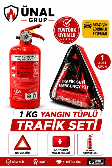 TÜVTÜRK Uyumlu 1 kg Yangın Söndürücü Trafik Seti Reflektör, ve İlk Yardım Çantalı Araç ürün görseli 1