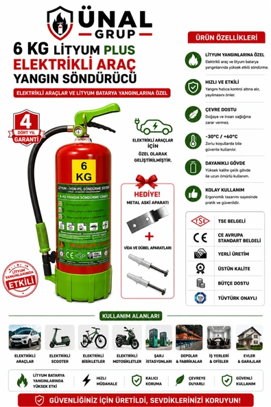 6 kg Elektrikli Araç Lityum Yangın Söndürücü KKT Yangın Tüpü Araç Garaj ürün görseli 1