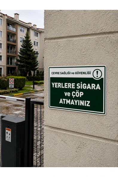 Yerlere Çöp Sigara İzmariti Atmayınız PVC Levha 25x35 cm 3 mm İkaz Tabelası ürün görseli 1