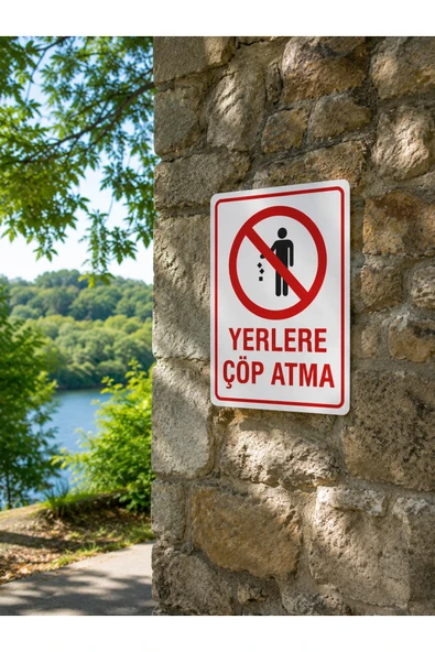 Yerlere Çöp ve Sigara İzmariti Atmayınız Uyarı Levhası 21x29 cm Dekota İkaz Tabelası ürün görseli 1