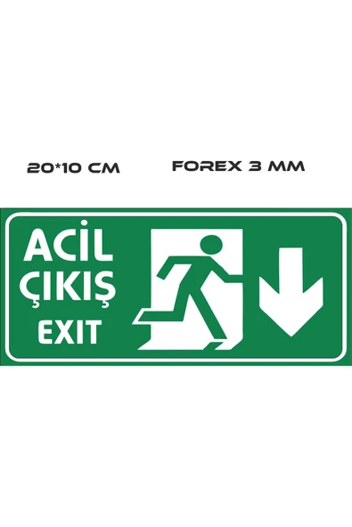 Acil Çıkış Alt Uyarı Levhası 20x10 cm Forex Kolay Montaj Ofis Uyumlu Yönlendirme Levhası ürün görseli 1