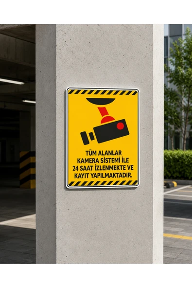 Tüm Alanlar Kamera Sistemi ile 24 Saat İzlenip Kayıt Alınmaktadır Levhası PVC Dekota 25x35 ürün görseli 1