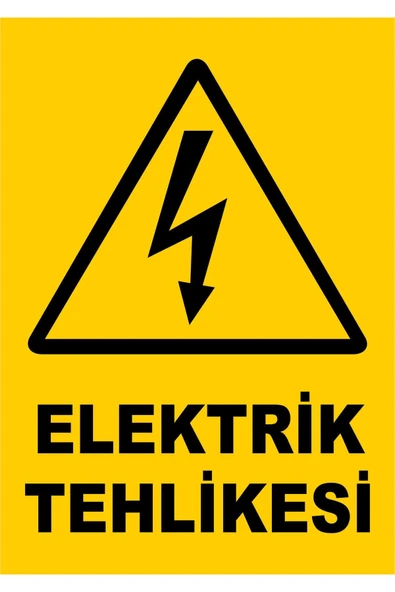 Elektrik Tehlikesi Uyarı Levhası Kolay Montaj İş Yeri Apartman Uyumlu İkaz Tabelası PVC ürün görseli 1